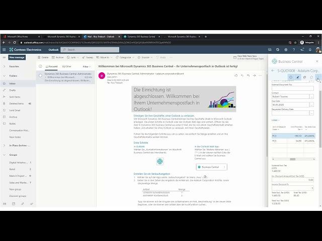 Outlook Add-In - in Business Central ein neues Angebot erstellen