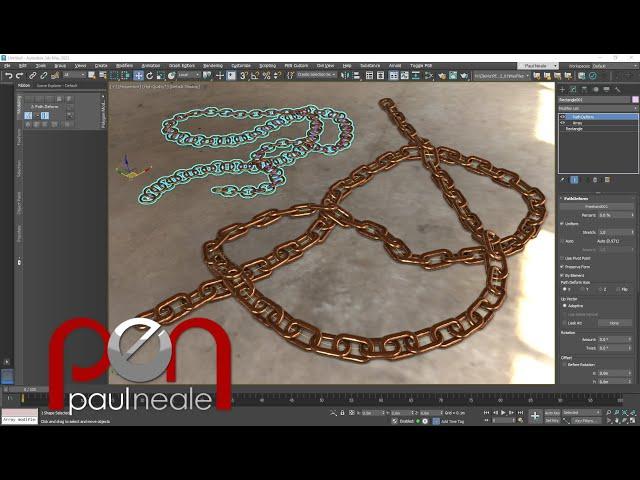 3DSMax Modeling Chain with Splines and the Array Modifier in Max 2023.2+