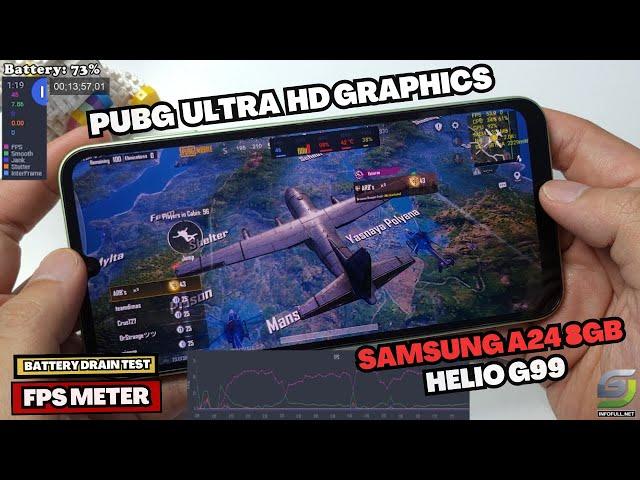 Samsung Galaxy A24 8GB test game PUBG Max Setting Ultra HD Graphics 60 FPS