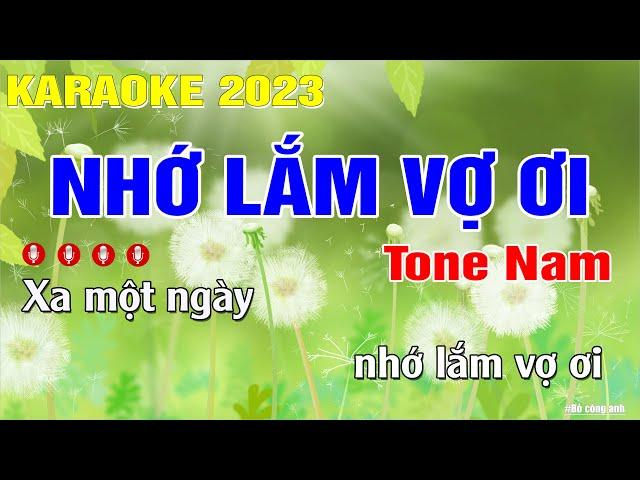 Nhớ Lắm Vợ Ơi Karaoke Tone Nam (Dm) Nhạc Sống | Trung Hiếu