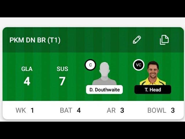 GLA vs SUS English T20  Blast Cricket Match Dream 11 Team Preview New