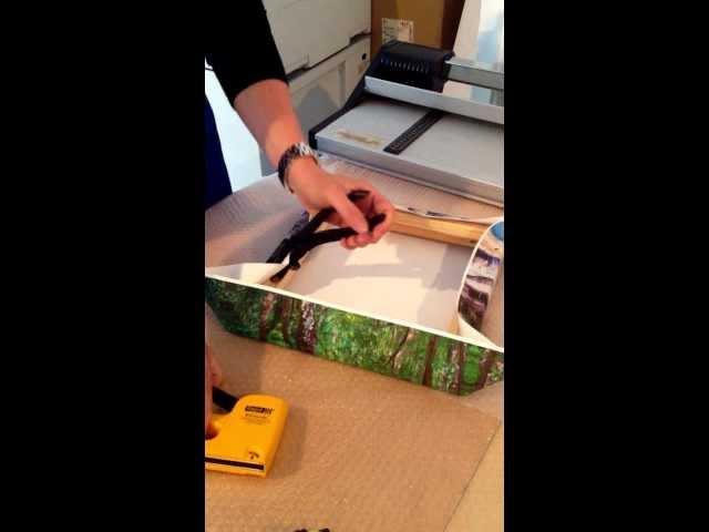 mounting a printed canvas onto stretcher bars