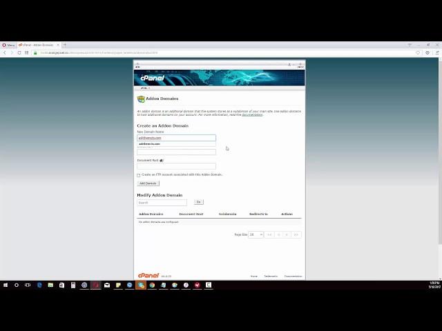 Adding an Addon Domain With Cpanel