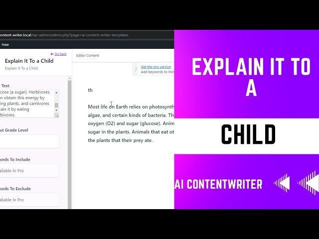 How to Create Explain It To a Child using WP AI Content Writer