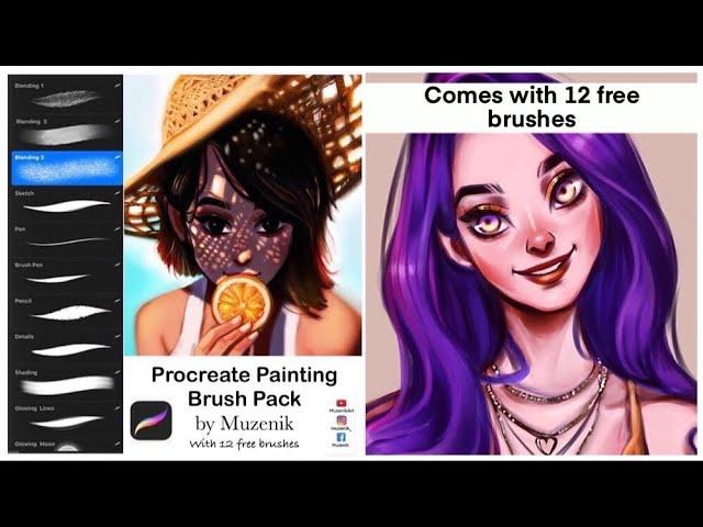 How I use my Custom Painting Brushes for my Art (comes with 12 free brushes)