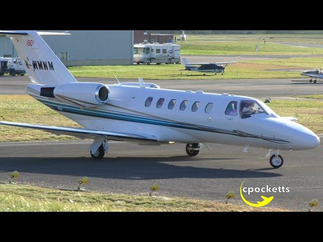 Cessna Citation CJ2 M-WMWM - Landing - Loud short-field Take off - Gloucestershire Airport