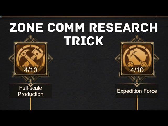 ZONE COMM RESEARCH TRICK! (RISE OF EMPIRES ICE & FIRE)