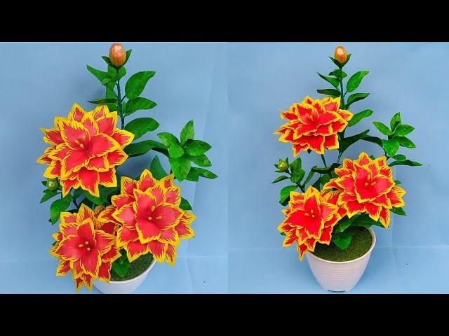 How To Make Flowers From Crackle Plastic Easy And Simple | Crackle Plastic Flowers