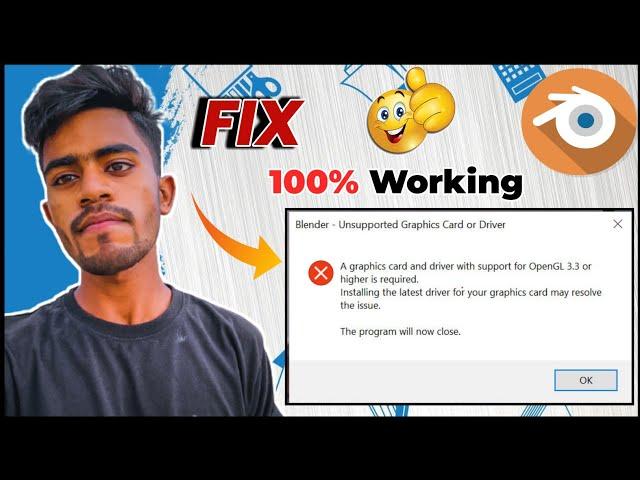 Blender -Unsupported Graphics Card Or Driver -A Graphics Card And Driver With Support for OpenGL 3.3