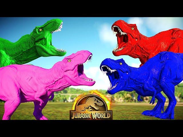 T-Rex Dinosaur Color Pack vs Spinosaurus vs I-Rex , Dinosaurs Fight Jurassic World Evolution 2