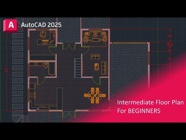 Intermediate Floor Plan For BEGINNERS - AutoCAD 2025