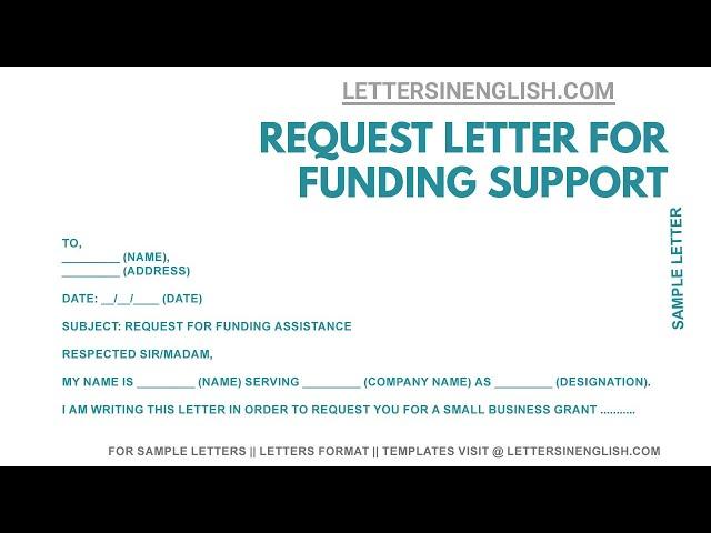 Support letter for Funding Support – Sample Request Letter Format