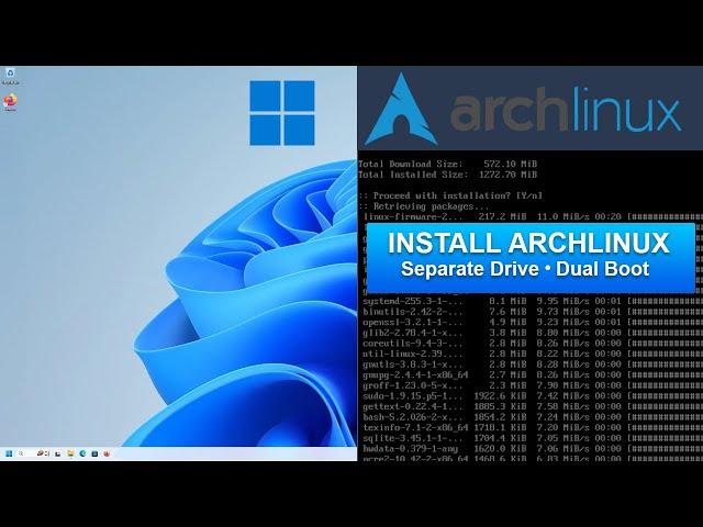 Install Arch Linux On Separate Drive | Dual Boot Windows | GRUB UEFI