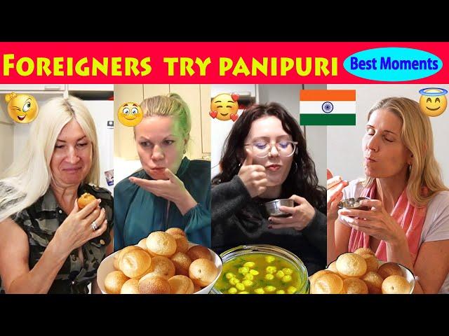 Foreigners try Panipuri First Time Compilation | Indian Food Reaction l Foreigners try Indian food |