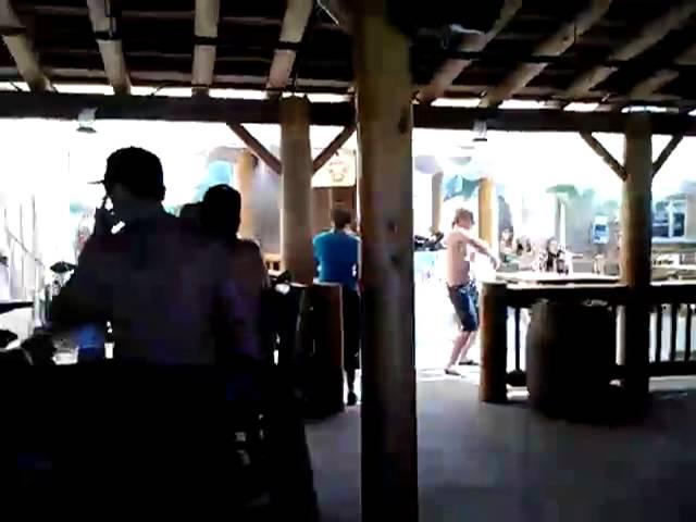 Pirate cove, two white dudes dancing i like big butts lol