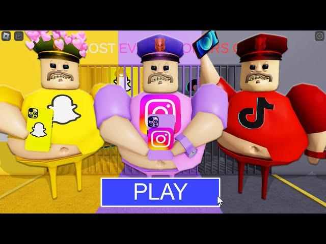 SNAPCHAT BARRY Vs INSTAGRAM BARRY Vs TIKTOK BARRY in BARRY'S PRISON RUN! New Scary Obby (#Roblox)