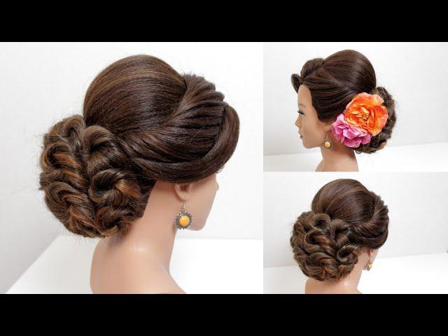 New low bun updo. Wedding Hairstyles For Long And Medium Hair.  Elegant Bridal Updos.