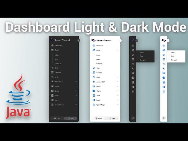 Create Dashboard with Dropdown Menu Light and Dark Mode using Java Swing and FlatLaf