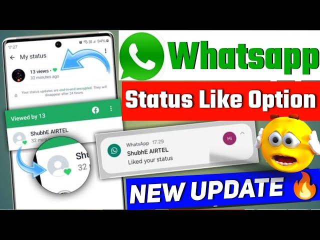 Whatsapp Status Like Update | Whatsapp New Update | Whatsapp Status Like Option | @WhatsApp