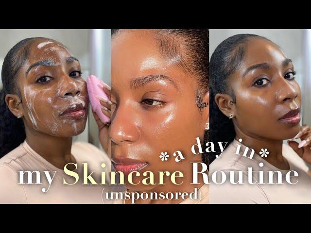 *UPDATED* A DAY IN MY SKINCARE ROUTINE 2024 | UNSPONSORED SKINCARE FOR ACNE, DARK SPOTS + GLASS SKIN