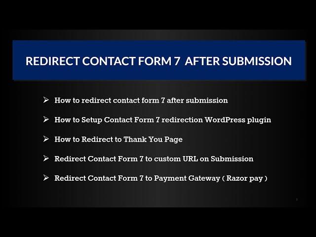 How To Redirect Contact Form 7 To URL After Submission With Plugin