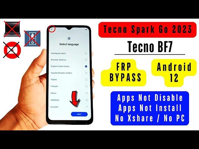 Tecno (BF7) FRP Bypass | Tecno Spark Go 2023 Frp Bypass Without Pc Android 12 Remove Google Account