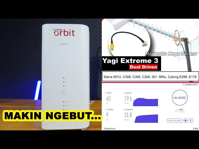 MAKIN NGEBUT!!! UJI TEST SPEED TELKOMSEL ORBIT MAX DENGAN ANTENA EKSTERNAL YAGI EXTRIME 3!