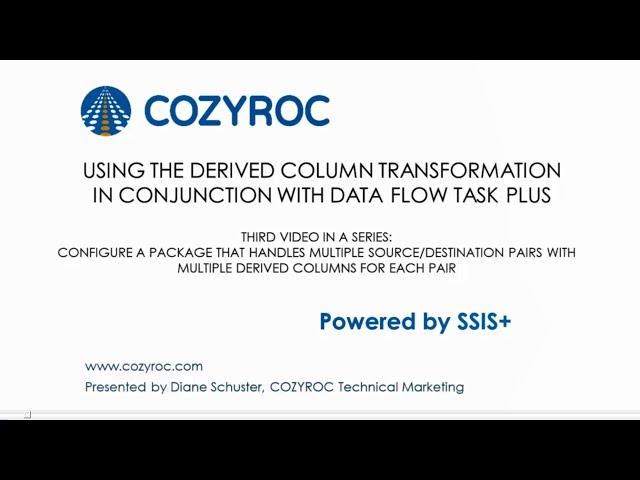 Using the derived column transformation in conjunction with Data flow task plus. COZYROC SSIS+ suite