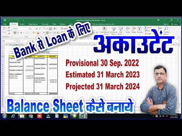 Provisional Balance Sheet | Estimated Balance Sheet | Projected Balance Sheet | Bank se Loan