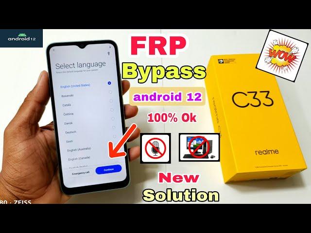 Realme C33 FRP Bypass Android 12 | New Solution | Realme (RMX3624) Google Account Bypass Without Pc