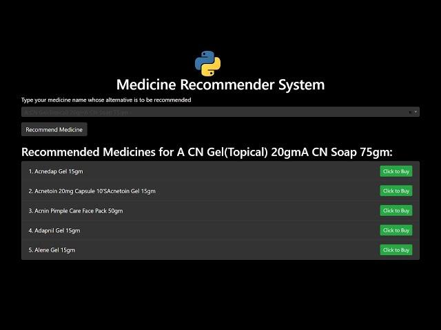 Project 34: Medicine Recommender System Using Python