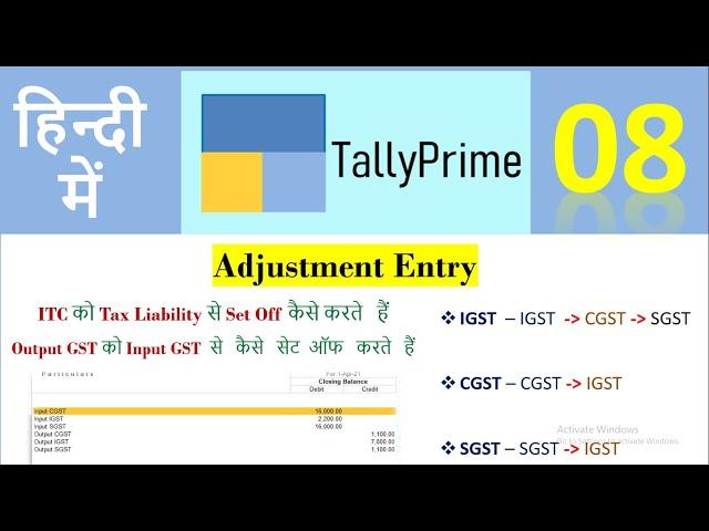 GST Adjustment Entry in Tally Prime | Lecture 8 | ITC and Tax Liability