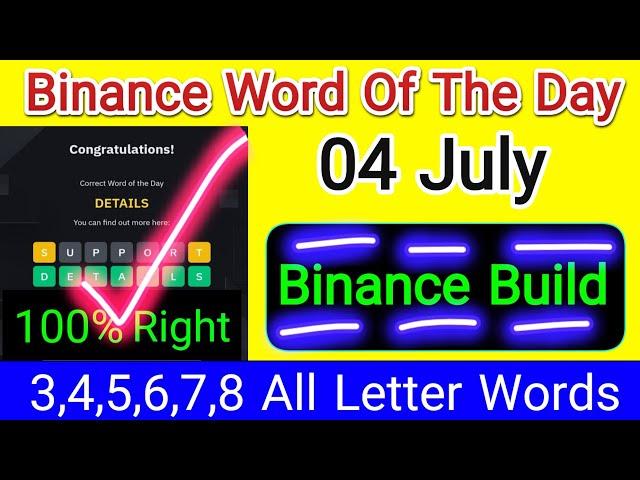 Binance Word Of The Day | Binance Build Theme | Crypto Wotd Answers