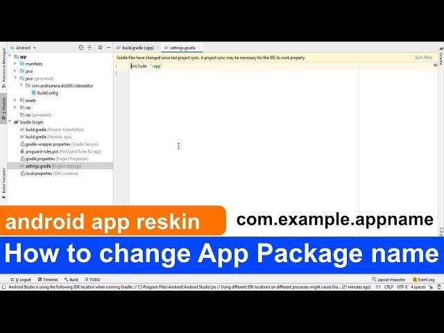 how to change package name in android studio 2020 || reskin android source code