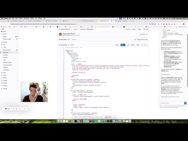 Using Explain code feature in Gitlab Duo Chat