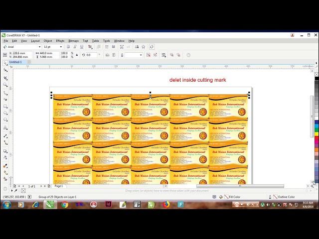 Visiting Card Set & cutting mark on 12x18 Sheet for Digital Print in CorelDraw