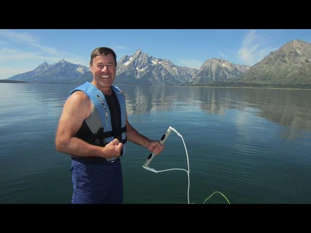 Summer 2015 Dicky Amaya at 60 barefoot on Jackson Lake in Jackson Hole WY