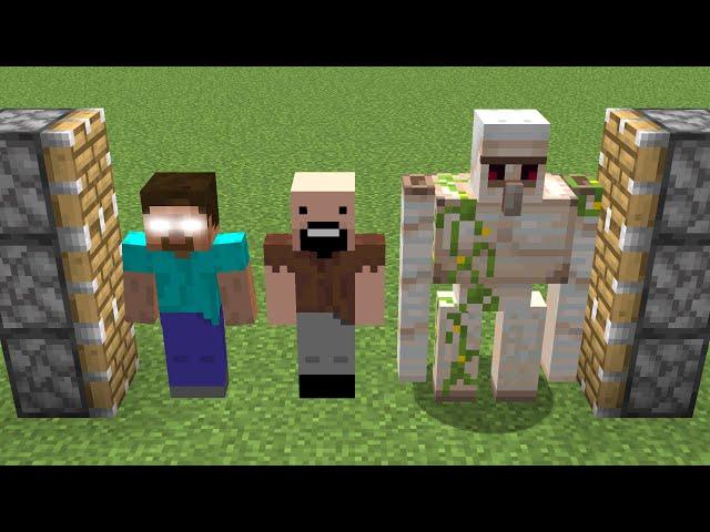 x100 iron golems and HEROBRINE and NOTCH combined in minecraft