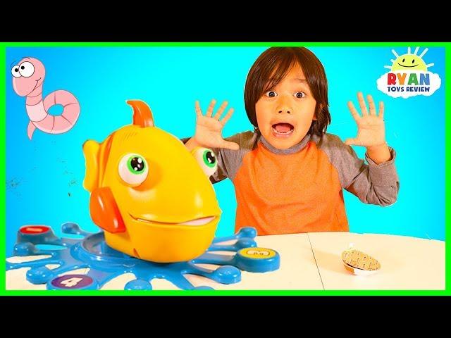 Let's Go Fishing with Fish Food Game for kids with Ryan ToysReview