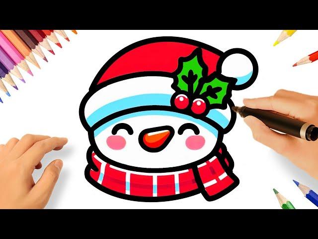 COMMENT DESSINER UN BONHOMME DE NEIGE DE NOËL FACILE  DESSINS DE NOËL