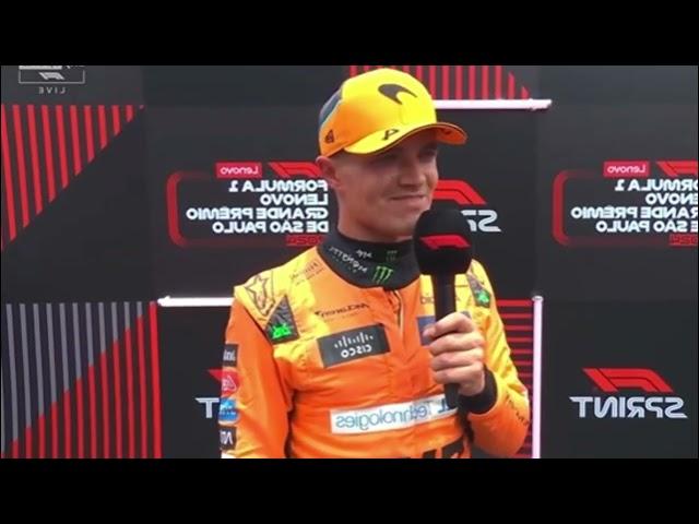 Lando Norris Reacts After Winning the Brazil GP 24 Sprint Race | Exclusive Interview | F1 2024