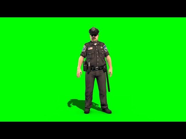 Green Screen Policeman Cop Main Idle Alert - Footage PixelBoom