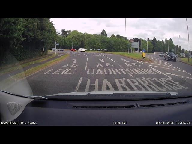 Driving Lessons Leicester Racecourse roundabout right turn from ring road to Market Harborough A6