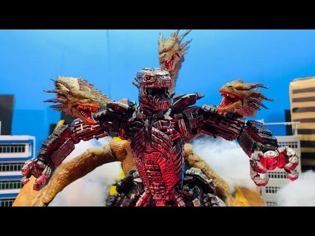 Mecha Godzilla vs King Ghidorah every fight sense epic battle Stop motion