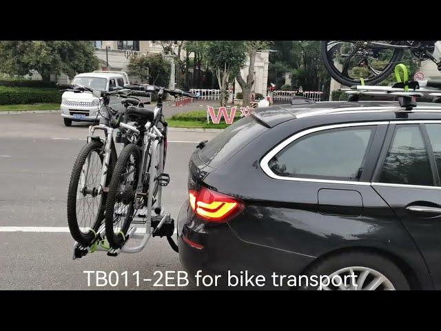 TB011 2EB TRESURALL rear 50mm tow bar bike carrier on road