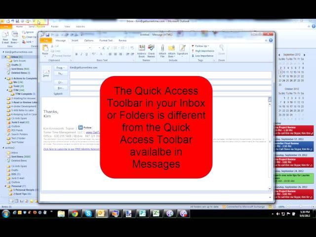 How to Add Most Used Commands to Quick Access Toolbar (Outlook 2010) - by Turner Time Management