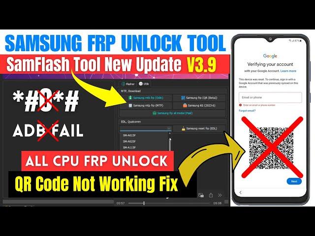 SAMSUNG FRP BYPASS QR CODE METHOD NOT WORKING | ADB FAIL FIX | *#0*# NOT WORK FIX | ONE CLICK TOOL