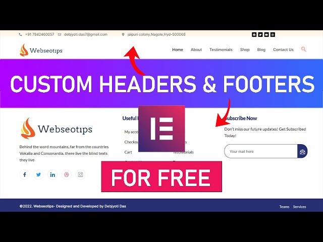 How to create headers and footers using elementor free (elementor header footer tutorial)