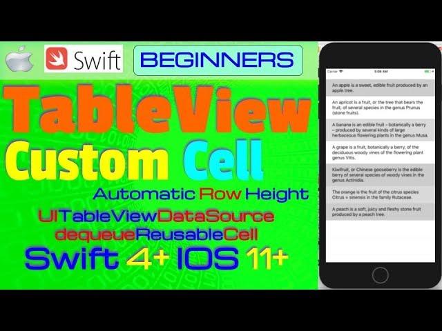 IOS 11, Swift 4, Tutorial : How To Create Dynamic Custom Tableview Cells ( Auto Row Height )