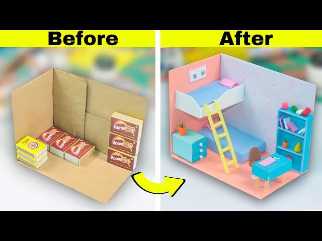 DIY Miniature Dollhouse from waste boxes || How to make Dollhouse with boxes at home